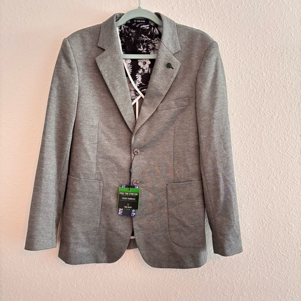 NWT Tom Blaine Men's Gray/Silver Tech Fabric Blazer Small